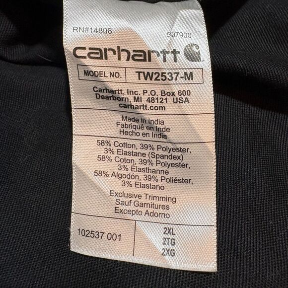 Carhartt Rugged Flex Relaxed Fit XXL Work Shirt Black Short Sleeve WEITZ - Picture 5 of 8